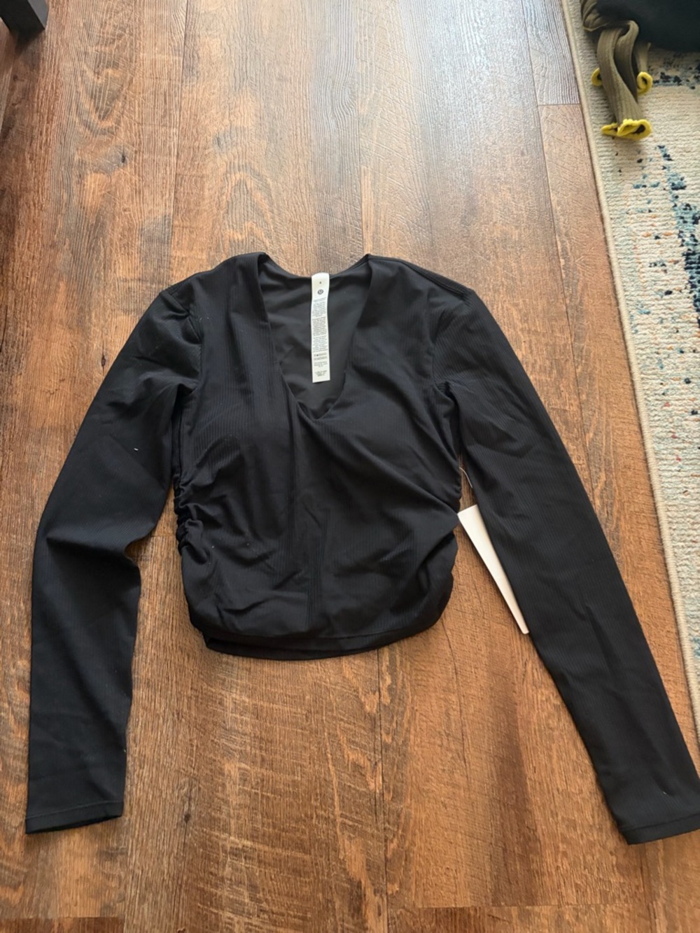 Black Long-Sleeve V-Neck Women's Top
